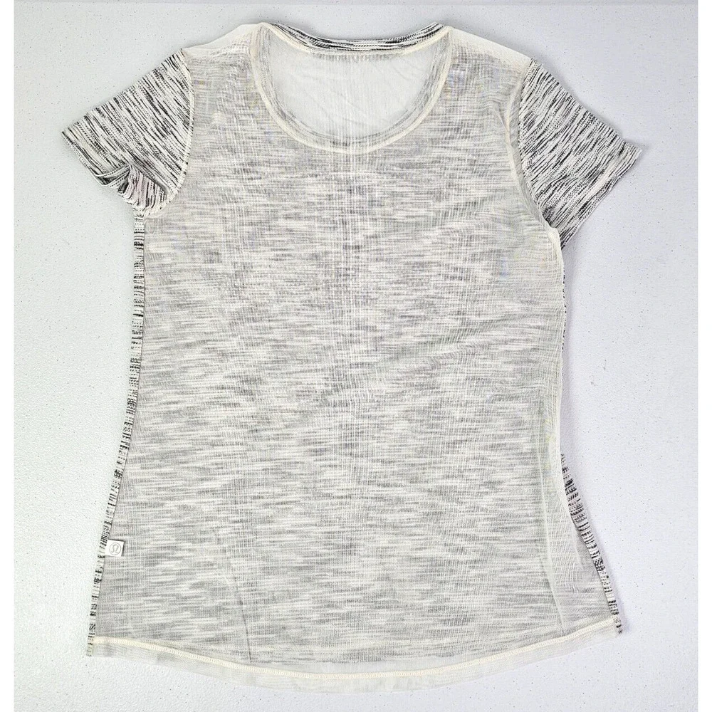 Lululemon Women's M Multicolor Stripe Beat The Heat Short Sleeve Mesh Back Shirt - Picture 4 of 13
